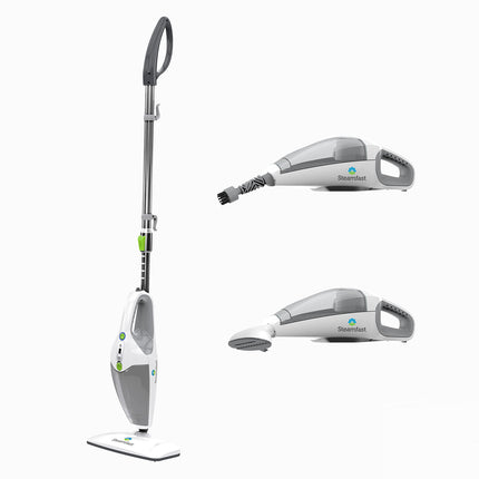 Steam cleaner with attachments on a white background