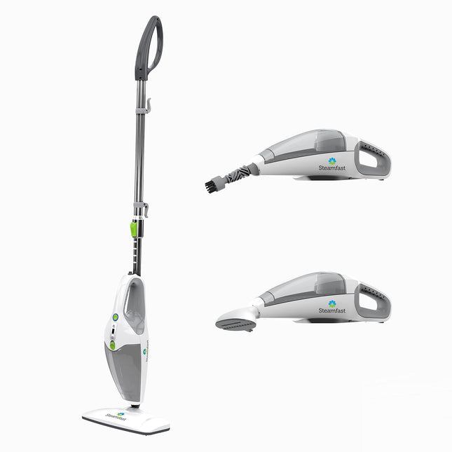 Steam cleaner with attachments on a white background