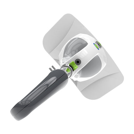 White and gray device with a handle on a white background