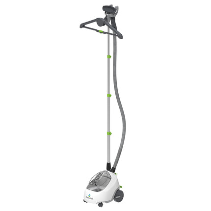 Steam cleaner with a hose and nozzle on a white background