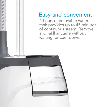 Steam cleaner with a 40-ounce removable water tank on a white background