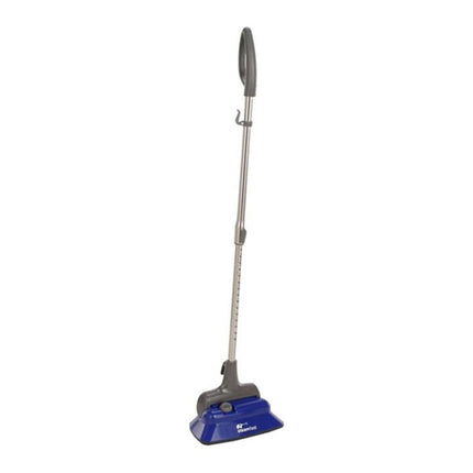 Blue and gray floor cleaning steam mop on a white background