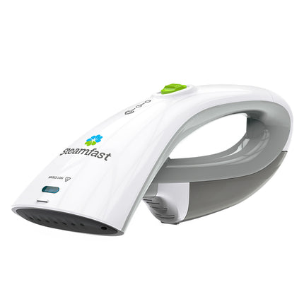 White handheld steamer with 'Steamfast' branding on a white background