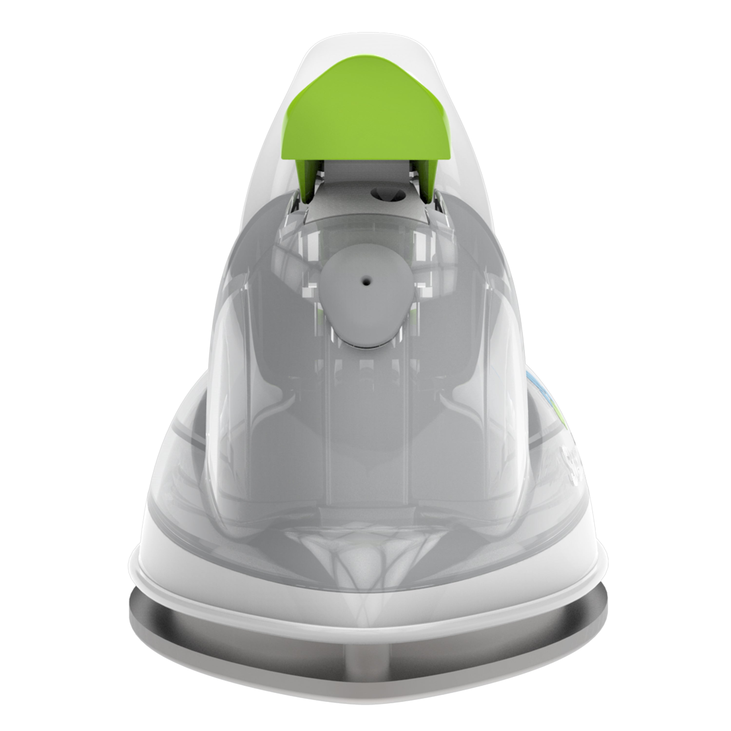 Transparent dome with a green top on a white background