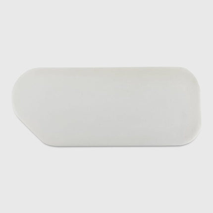 Rectangular white plate on a light gray background