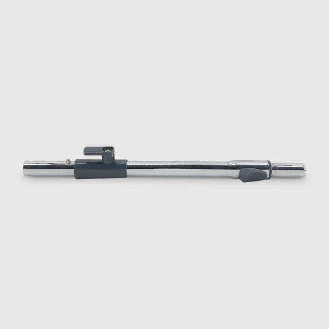 Metal tool with a black handle on a white background