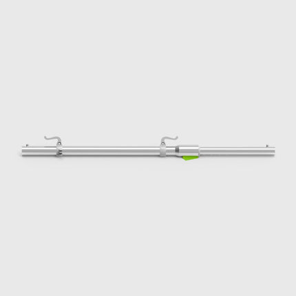 Metal rod with hooks on a white background