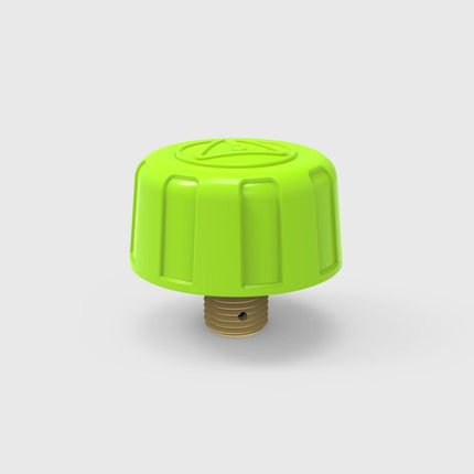 Green valve cap on a white background