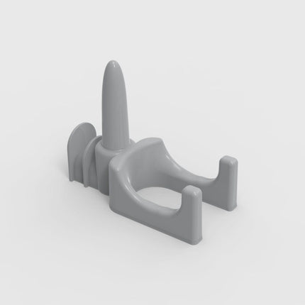 Gray plastic hook on a light gray background