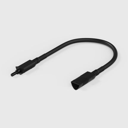 Black electrical cable with connectors on a white background
