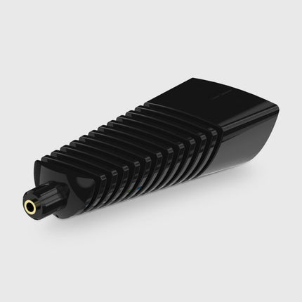 Black metal nozzle on a white background