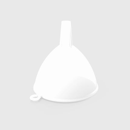 White silicone funnel on a light gray background