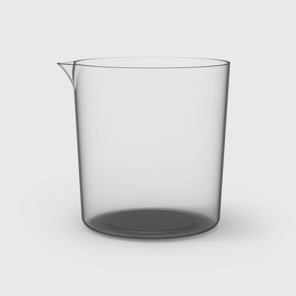 Clear plastic pitcher on a white background