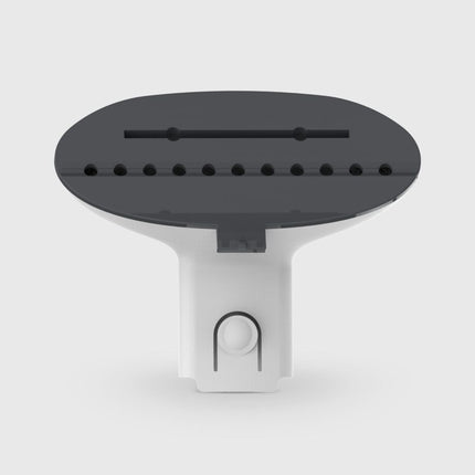 Black and white steamer attachment on a light gray background