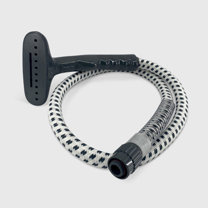 Hose with black and white pattern on a gray background