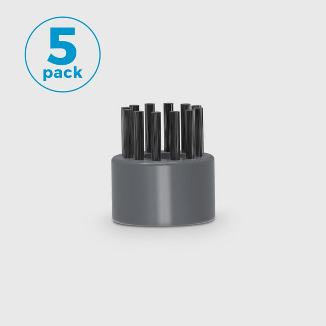 Gray nozzle with black brushes and '5 pack' label on a light gray background