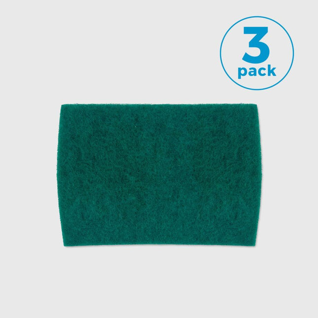 Green scrubber with '3 pack' label on a light gray background