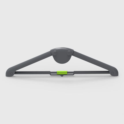 Gray hanger with a green clip on a light gray background