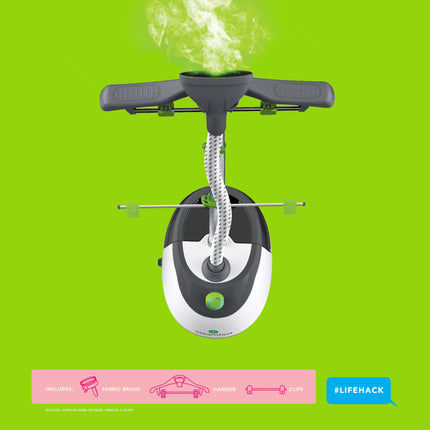 Small steamer on a green background.